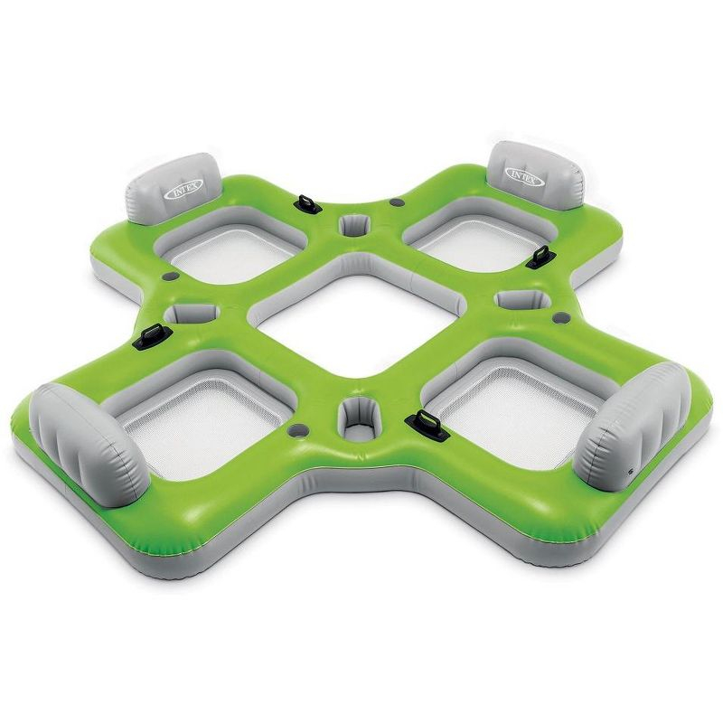 Intex Lounge Island Inflatable 4 Seat PVC Pool Raft Green 110 x 110 x 19 inches