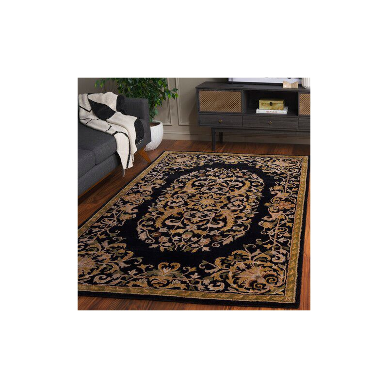 Heritage HG640 Handmade Area Rug - 7'6"x9'6" - Black - Safavieh
