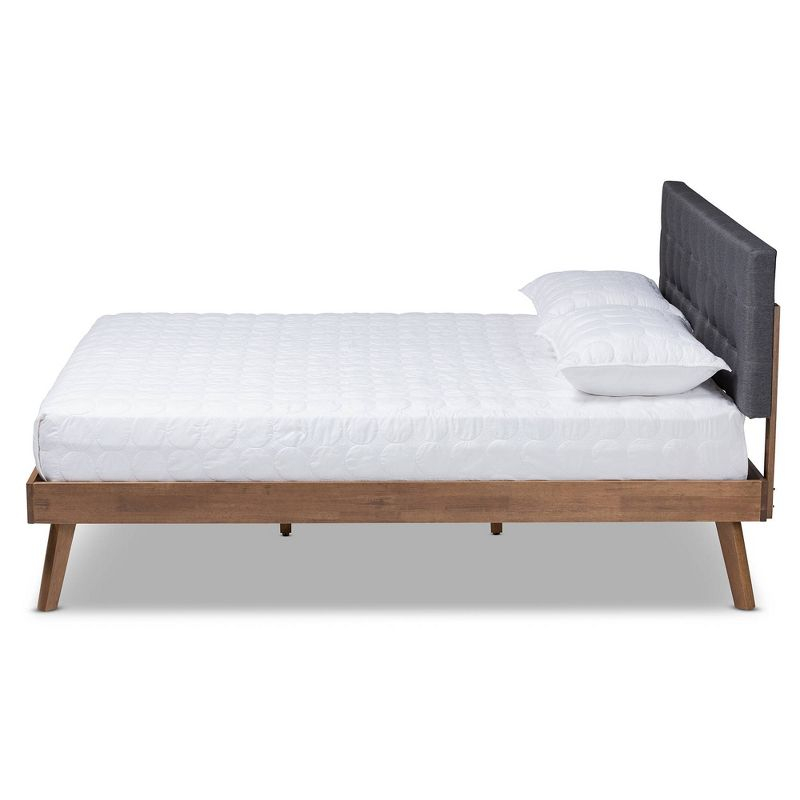 Full Devan Fabric Upholstered Platform Bed with Headboard - Baxton Studio: Mid-Century Modern, No Box Spring Required