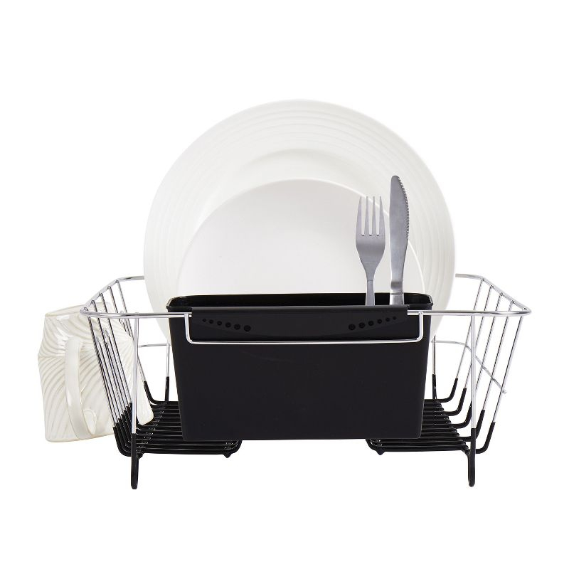 Chrome Plated Steel 2-Piece Small Dish Drainer - Black