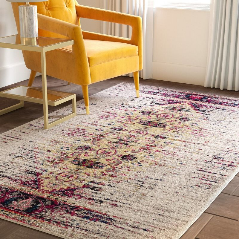 Monaco MNC209 Power Loomed Indoor Area Rug - Ivory/Pink - 4'x5'7" - Safavieh.