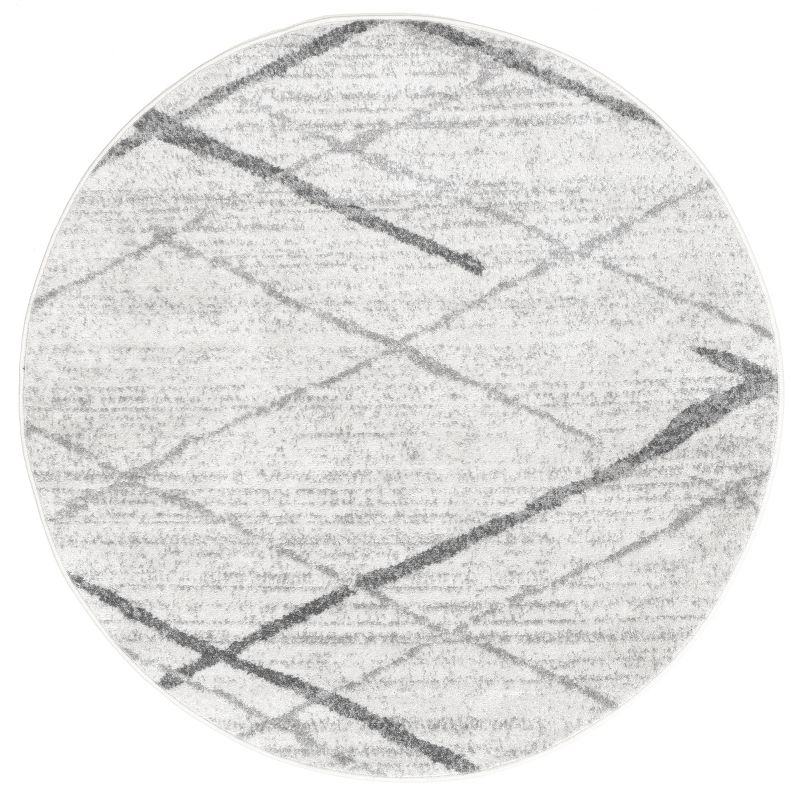 Nuloom 5 Round Thigpen Contemporary Indoor Area Rug, Grey, Abstract Lines, Non-Slip Backing, Stain Resistant, BedroomLiving Room, Kitchen,