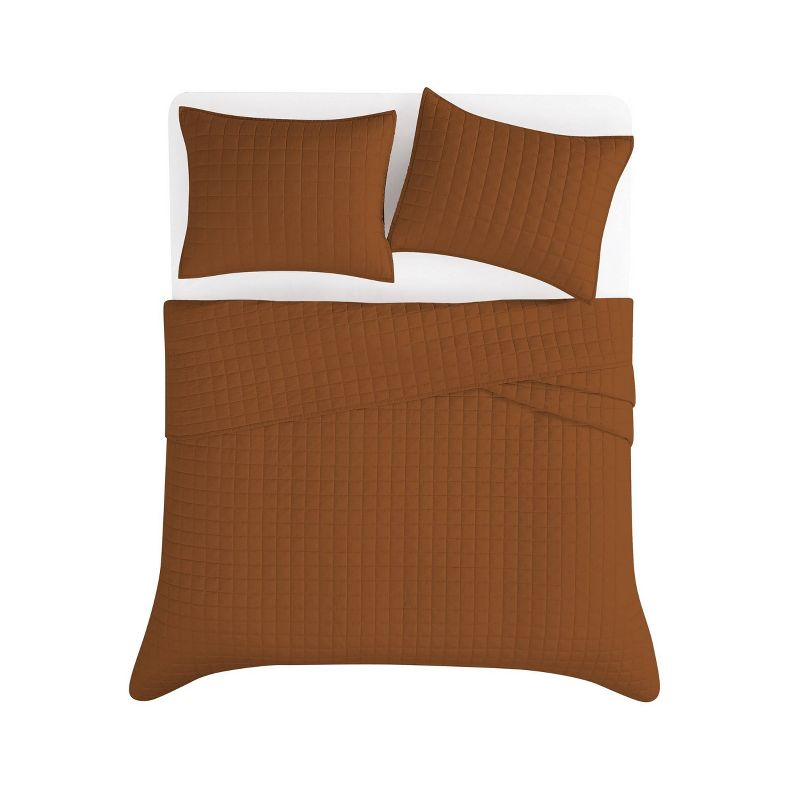 Brooklyn Loom 3pc King Flax Linen Quilts Rust/Orange