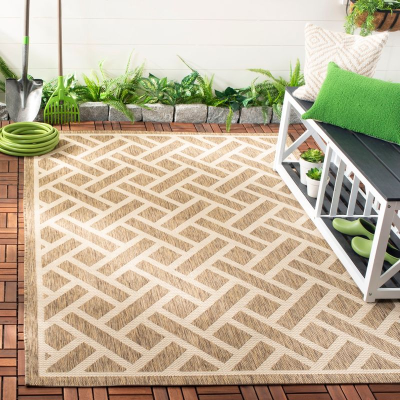 Courtyard CY6306 Power Loomed Indoor/Outdoor Area Rug - Brown/Light Beige - 5'3"x7'7" - Safavieh.
