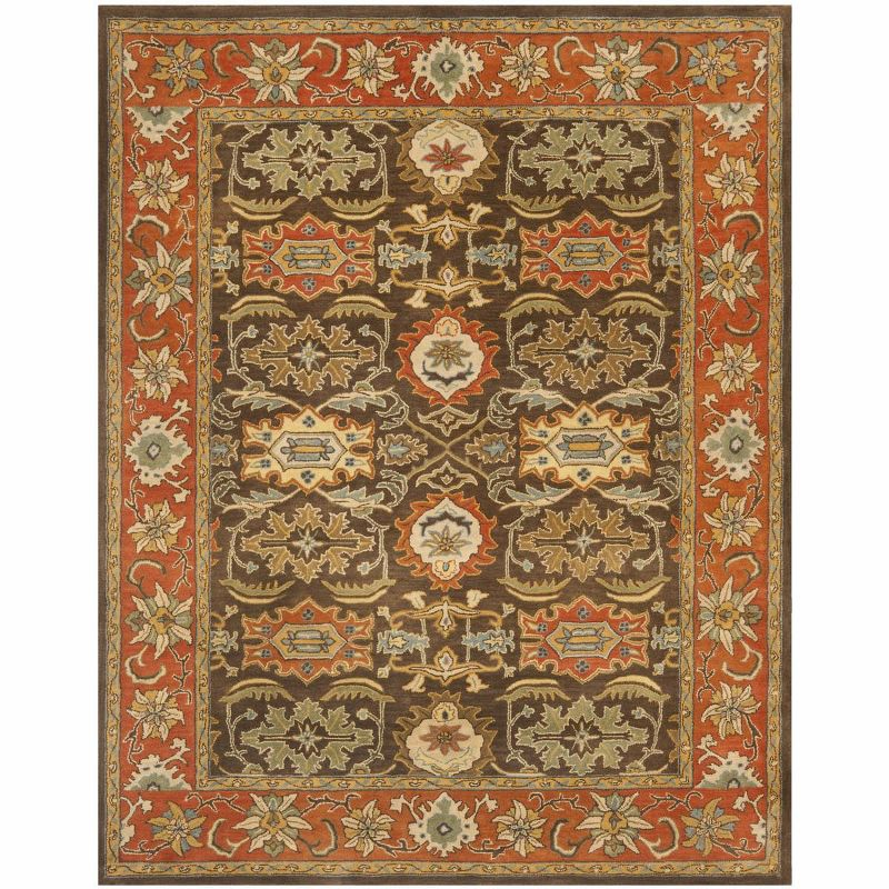 Heritage HG734 Handmade Area Rug - 7'6"x9'6" - Chocolate/Tangerine - Safavieh