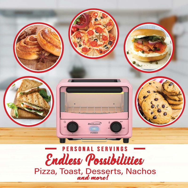 Brentwood 183-Cu. In. (3-L) 500-Watt Stainless Steel Mini Toaster Oven (Pink)