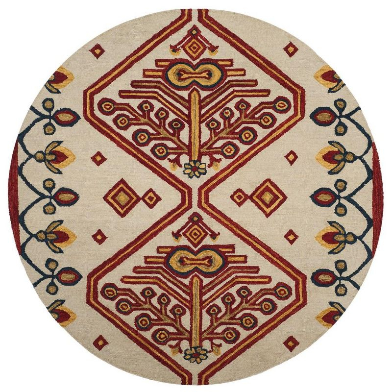 Aspen APN703 Hand Tufted Area Rug - Ivory/Multi - 7' Round - Safavieh.