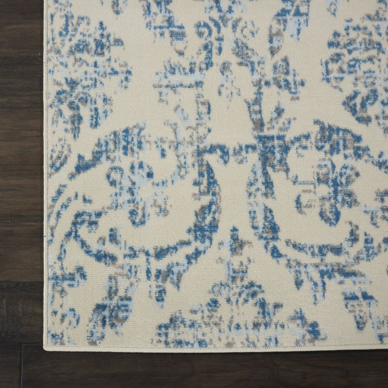 Jubilant JUB09 Area Rug Farmhouse Vintage Damask By Nourison Ivory Blue 7' x 10'
