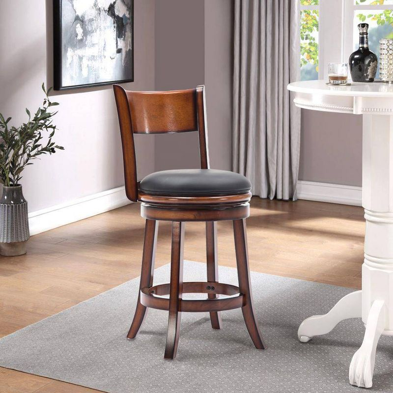 Boraam Industries Palmetto Swivel 24" Counter Height Barstool: Upholstered, Curved Back, Hardwood