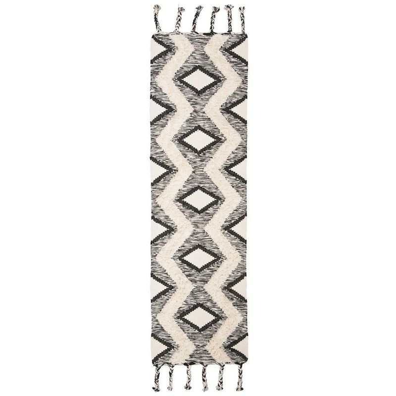 Kenya KNY908 Hand Knotted Runner Rug - Black/Ivory - 2'3"x8' - Safavieh
