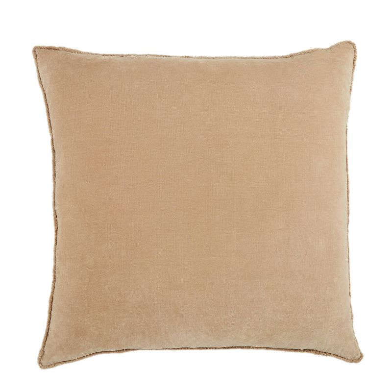 26"x26" Oversized Sunbury Down Square Throw Pillow Beige - Jaipur Living: Fringe-Trim, Art Deco Style