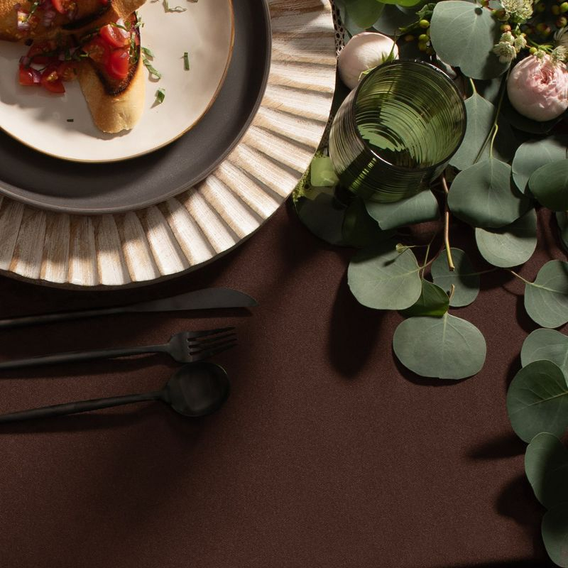 Gee Di Moda Round Tablecloth - 132 Inch - Heavy Duty Washable Polyester - for 72 to 96 Inch Round Tables - Chocolate