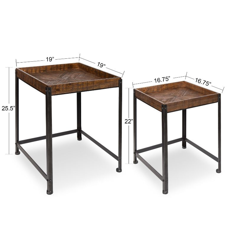 Kate and Laurel Marsh Square Wood Nesting Table, 2 Piece, Rustic Brown