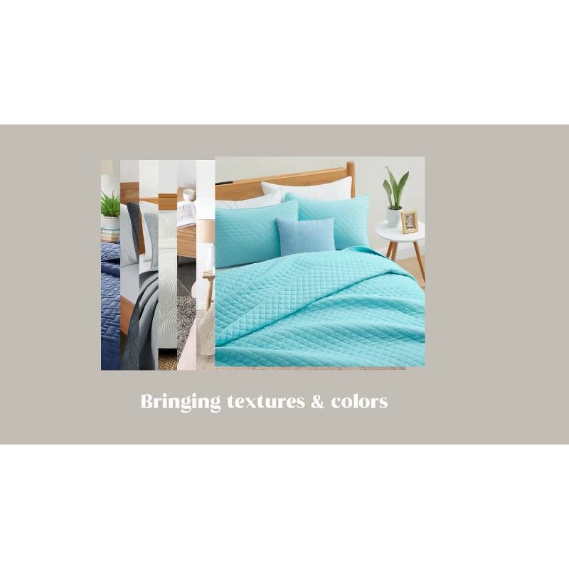 Peace Nest Premium Ultra Soft Reversible Quilted Coverlet Set, King, Dark Gray