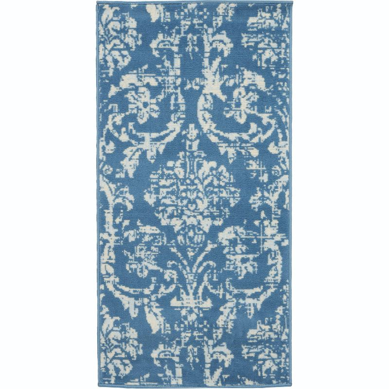Nourison Jubilant 2' x 4' Blue Area Rug Farmhouse Vintage Damask by Nourison