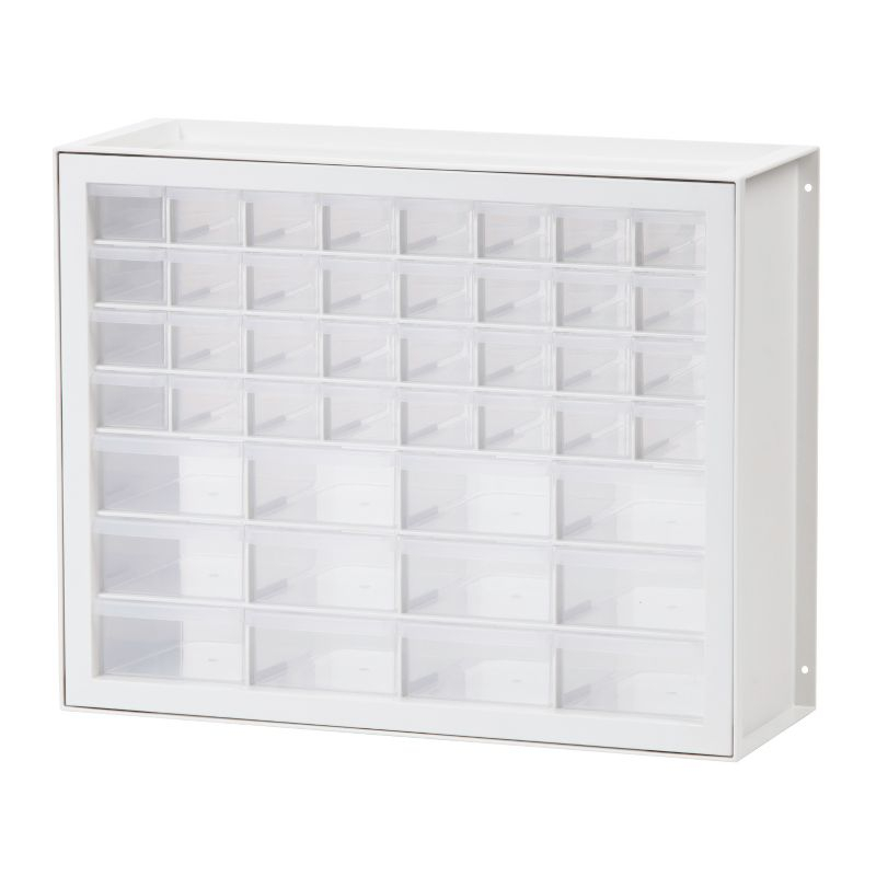 IRIS USA 44 Drawer Stackable Storage Cabinet for Hardware Crafts, White Small Brick Organizer Utility Chest, Scrapbook Art Hobby Multiple Compartment