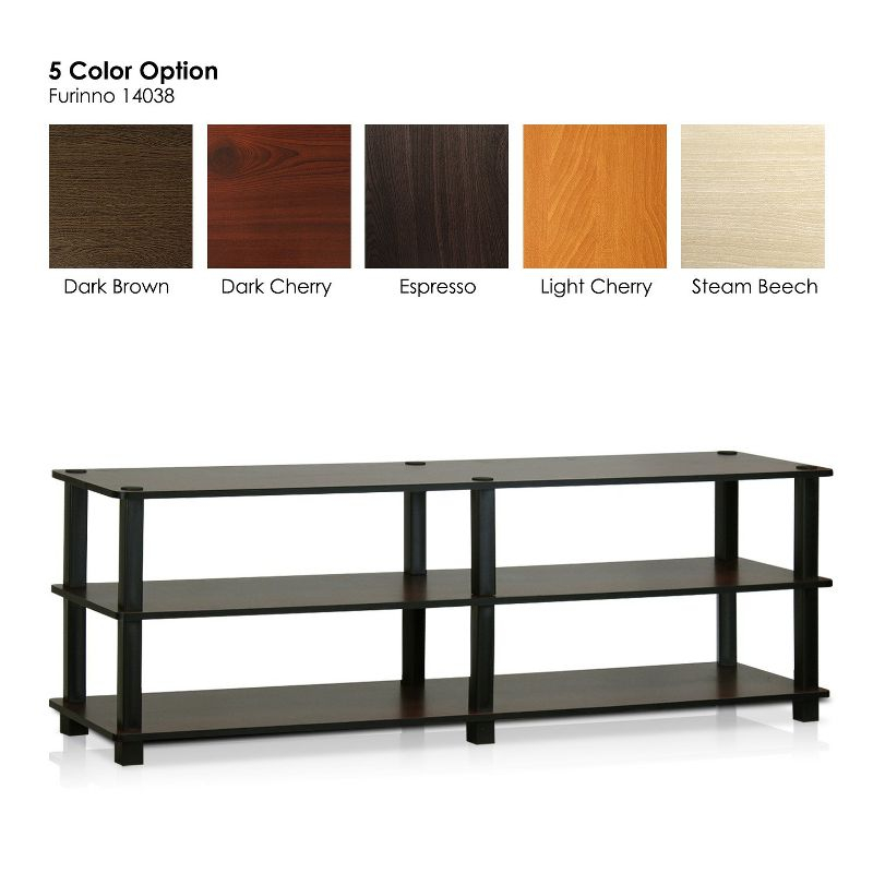 Furinno Modern 3-Tier TV Stand Console Table Media Entertainment Center w/Open Storage Shelf,Dark Brown/Black
