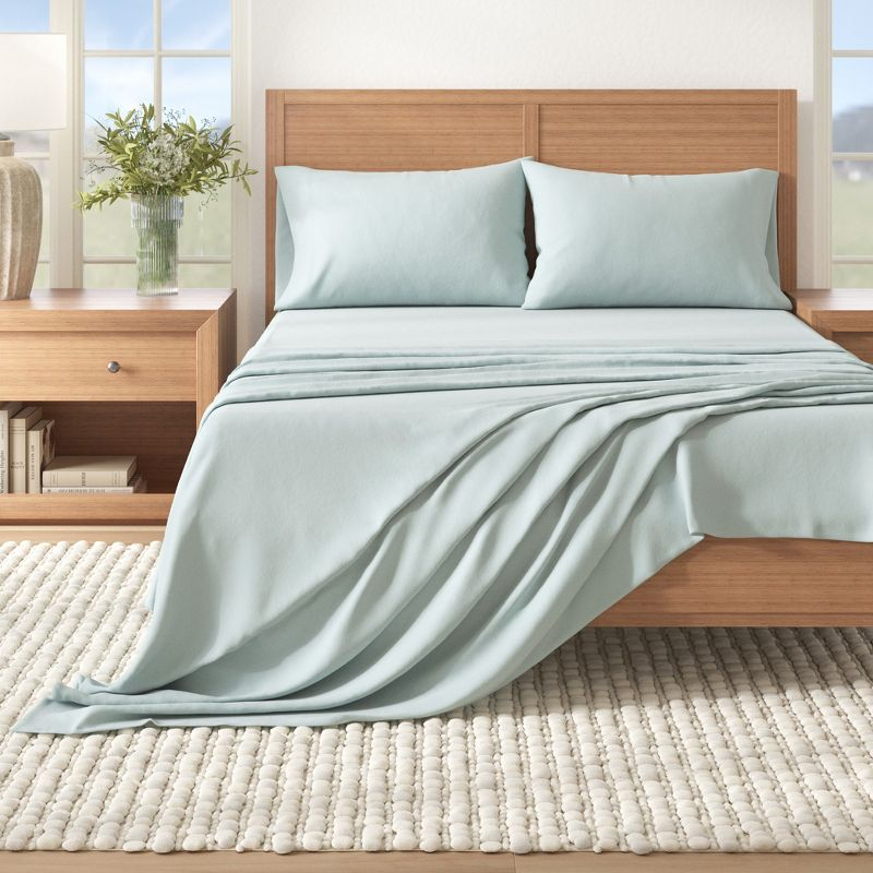 100% Cotton Flannel Sheet Set - Great Bay Home (Full, Light Blue)