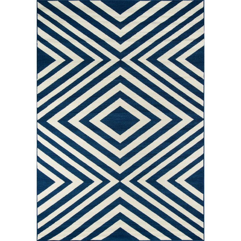Navy Indoor/Outdoor Geometric Rug