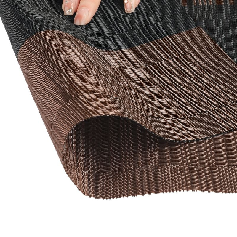 Unique Bargains Dining Table Heat-Resistant Woven PVC Placemats 18 x 12 Inches 6 Pcs Coffee