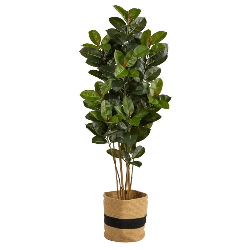 Nearly Natural 5.5-ft Oak Artificial Tree in Handmade Natural Cotton Planter UV Resistant (Indoor/Outdoor)