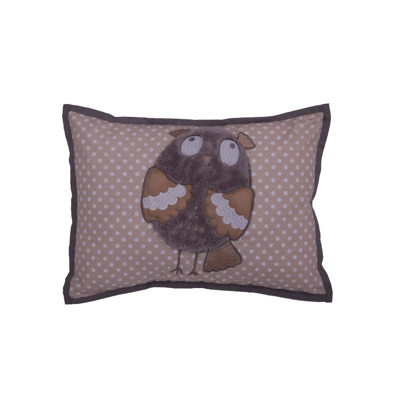 Bacati - Owls Grey/Beige Neutral Cotton Throw Pillow