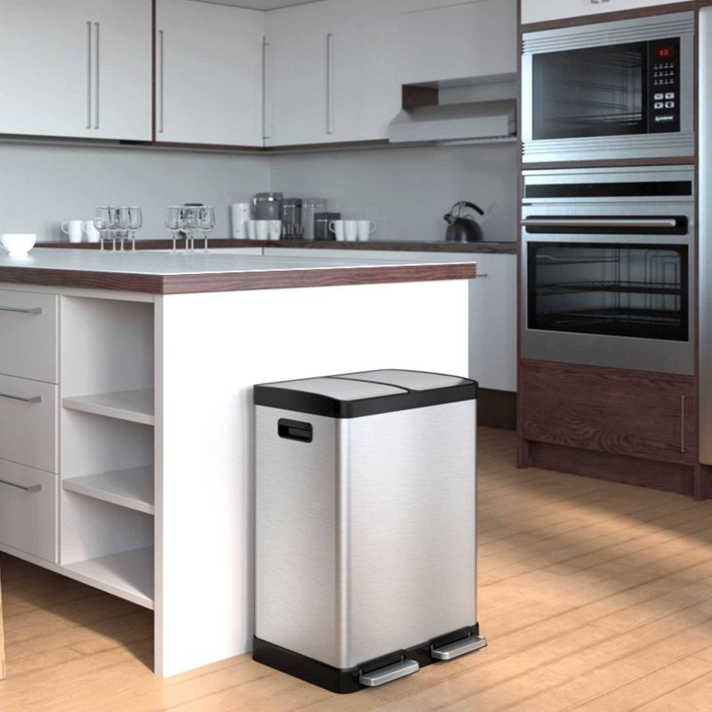 halo quality 16gal Premium SoftStep Stainless Steel Step Trash Can: Kitchen Trash Can, Nonslip Base, Removable Liner, Silver