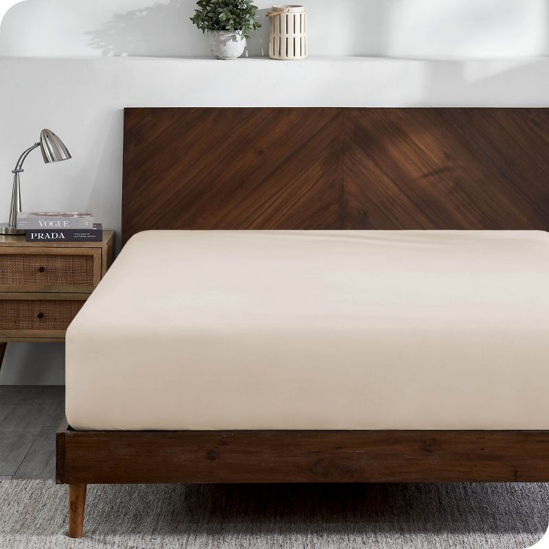 Twin XL Sand Organic Cotton Jersey Fitted Sheet by Bare Home