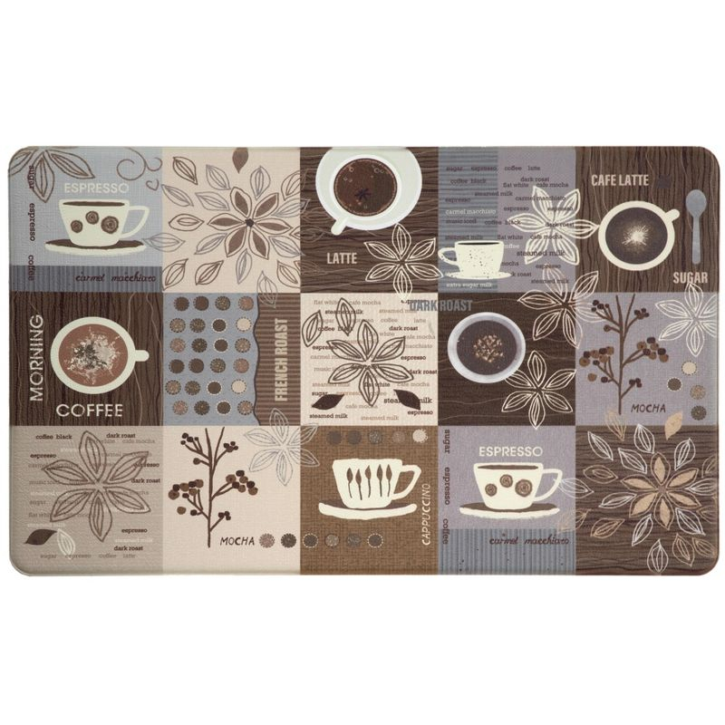 World Rug Gallery Coffee Kitchen Anti Fatigue Standing Mat - Brown 18"x30"