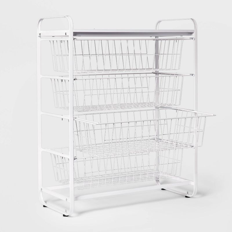 4 Drawer Metal Storage Organizer White - Brightroom™: Steel Utility Storage, Fixed Shelves, Universal Wire Drawers