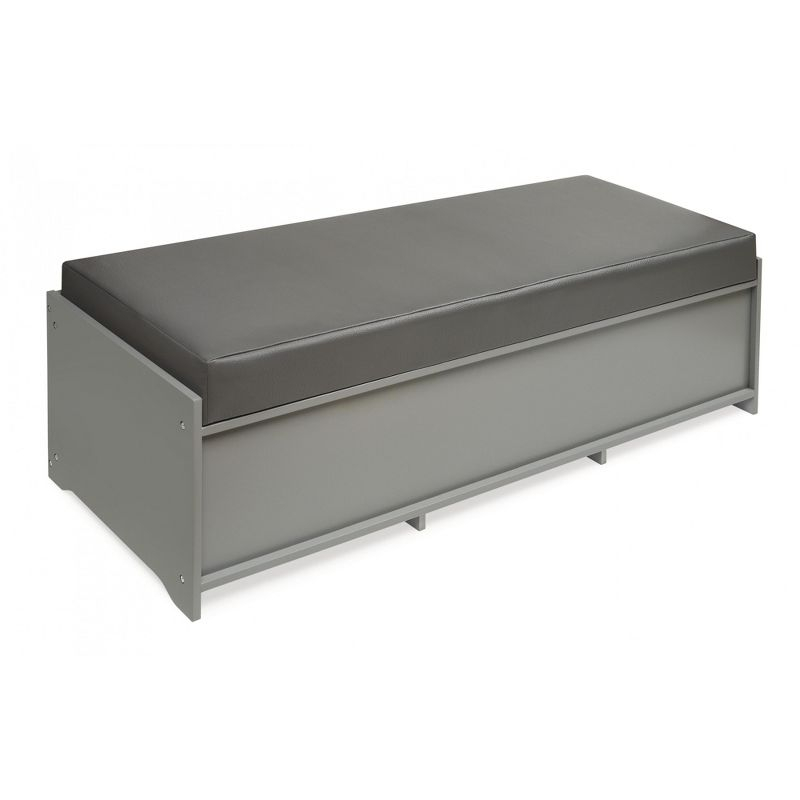 Badger Basket Kid's Storage Bench with Cushion and Three Bins - Gray