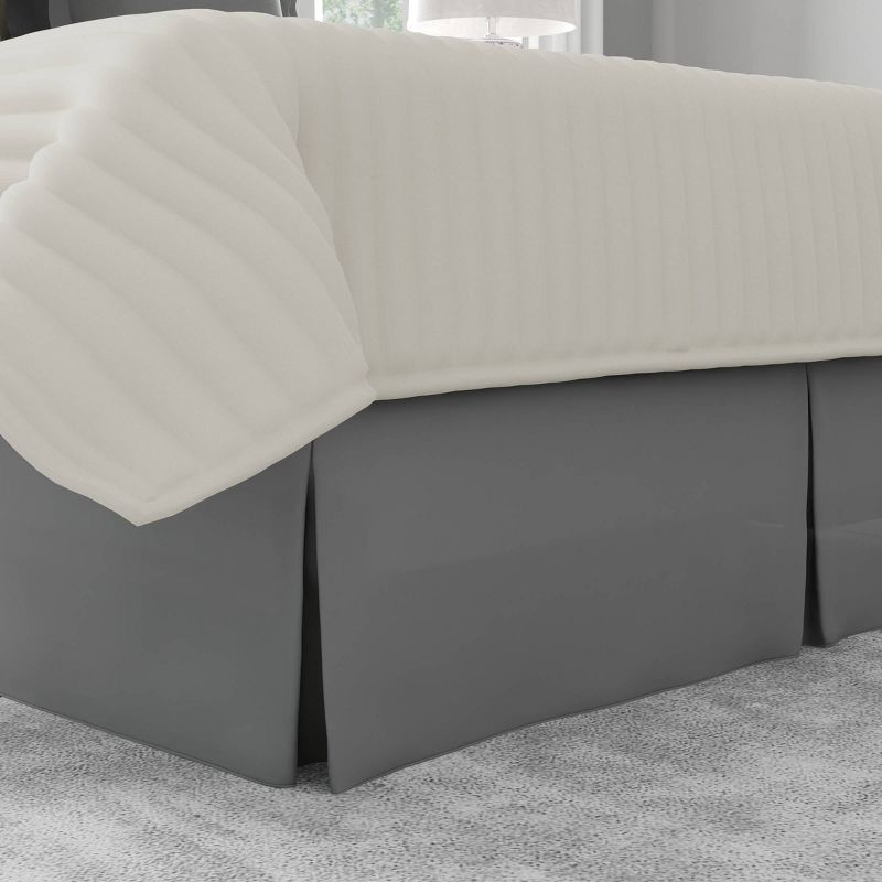 King Tailored Bedskirt Gray - Magic Skirt: Polyester Plain Weave, Machine Washable, All Ages, 15" Drop