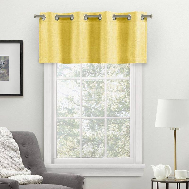 18"x54" Loha Light Filtering Window Valance Grommet Yellow - Exclusive Home: Solid Polyester, Machine Washable