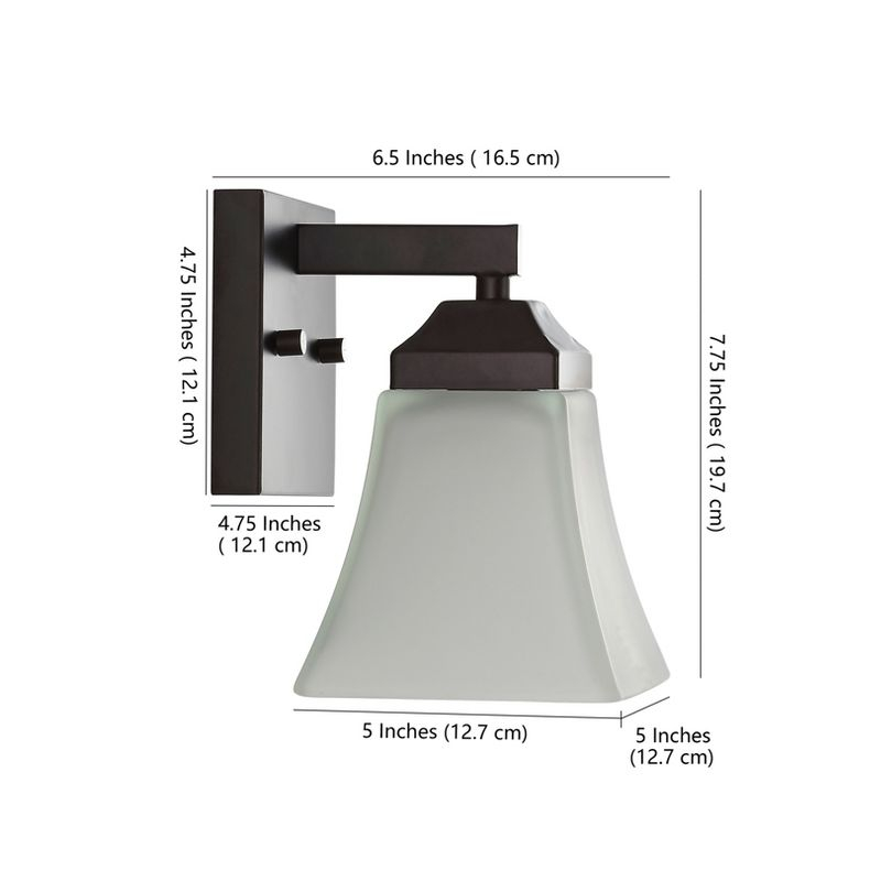 JONATHAN Y Staunton 5" 1-Light Iron/Glass Modern Cottage LED Vanity Light, Oil Rubbed Bronze