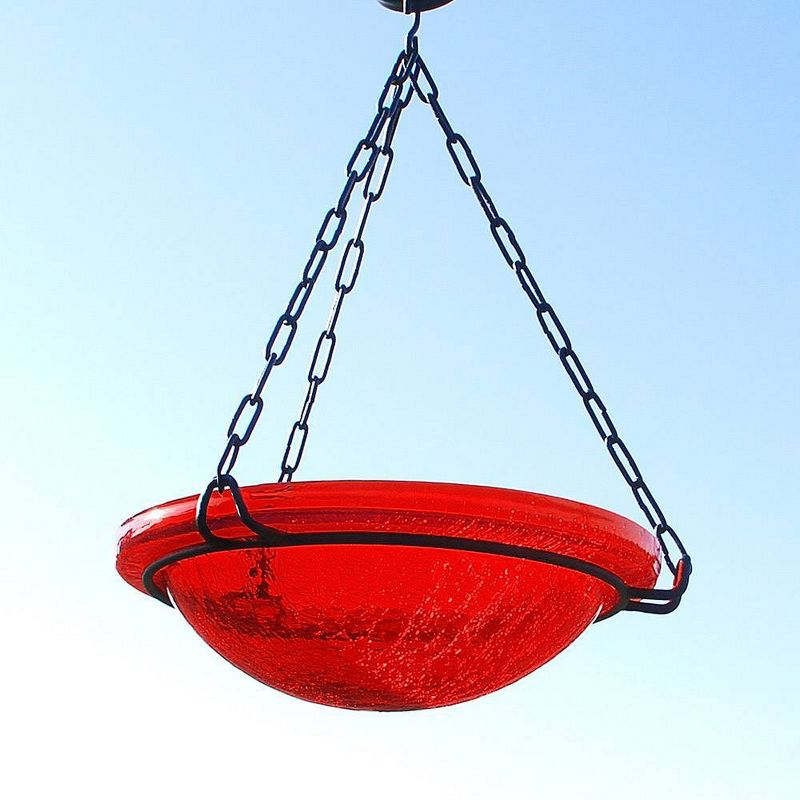 3" Reflective Crackle Glass Birdbath Bowl Red - Achla Designs