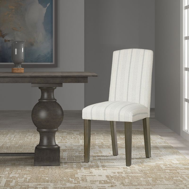 HomePop Set of 2 Classic Parsons Dining Chairs Dove Gray Stripe: Upholstered, Foam-Filled, Wood Legs