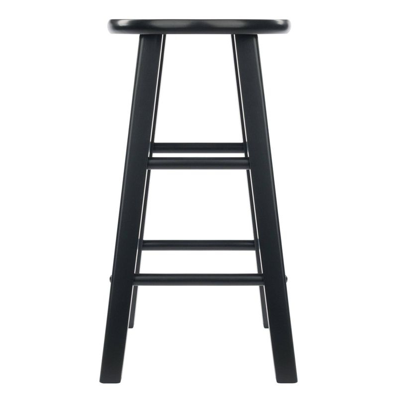 Winsome 2pc 24" Element Counter Height Barstools Black : Round Wood Frame, Non-Upholstered, Fixed Seat Height