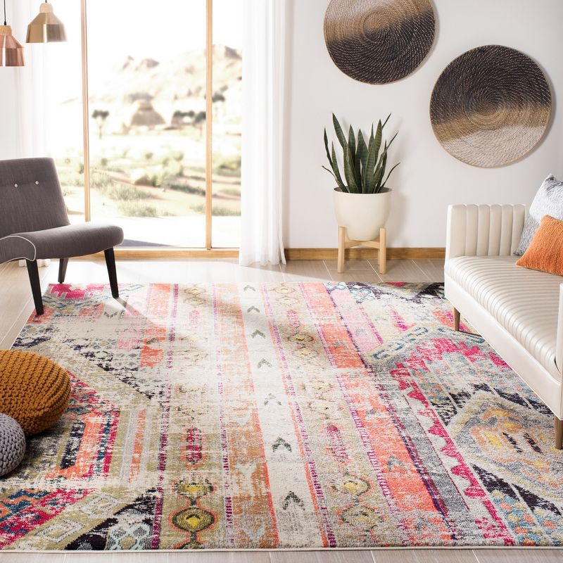 Monaco MNC222 Power Loomed Indoor Area Rug - Light Grey/Multi - 10'x14' - Safavieh