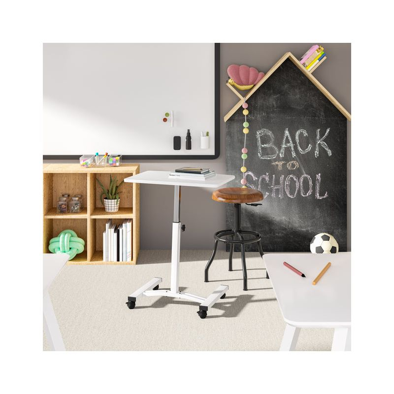 Seville Classics 23.75" Height Adjustable Mobile Laptop Desk, White