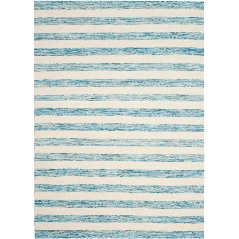 Dhurries DHU575 Hand Woven Area Rug - Aqua/Ivory - 3'x5' - Safavieh.
