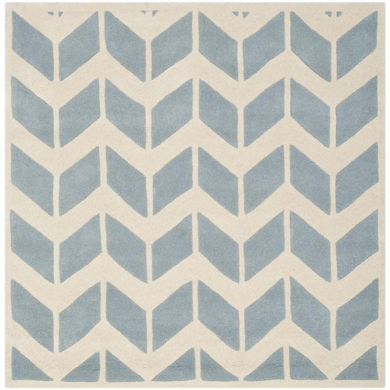 Chatham CHT746 Hand Tufted Area Rug Blue / Ivory 5' X 5'  - Safavieh.