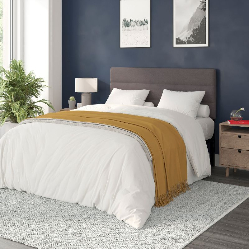 Flash Furniture Paxton Queen Channel Stitched Fabric Upholstered Headboard, Adjustable Height from  44.5" to 57.25" - Gray