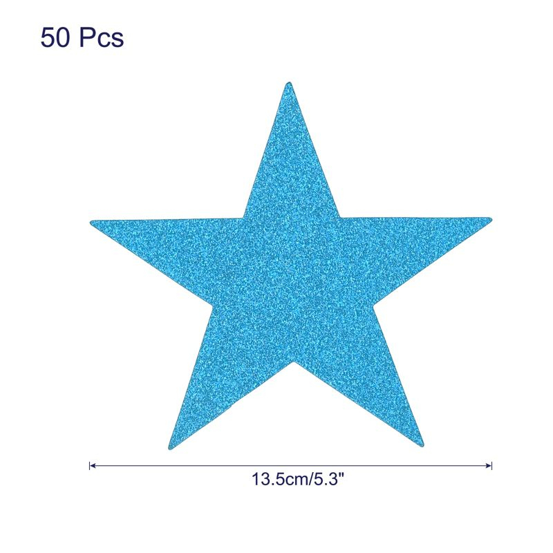 Unique Bargains Decorative Party Wedding Cardboard Five Star Paper Cutouts Light Blue 5.3 inches/50 Pcs