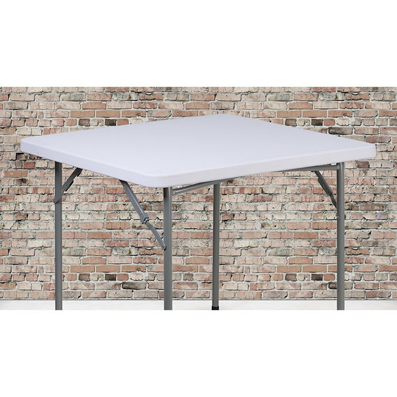 Emma and Oliver 2.81-Foot Square Granite White Plastic Folding Table - Card Table/Game Table