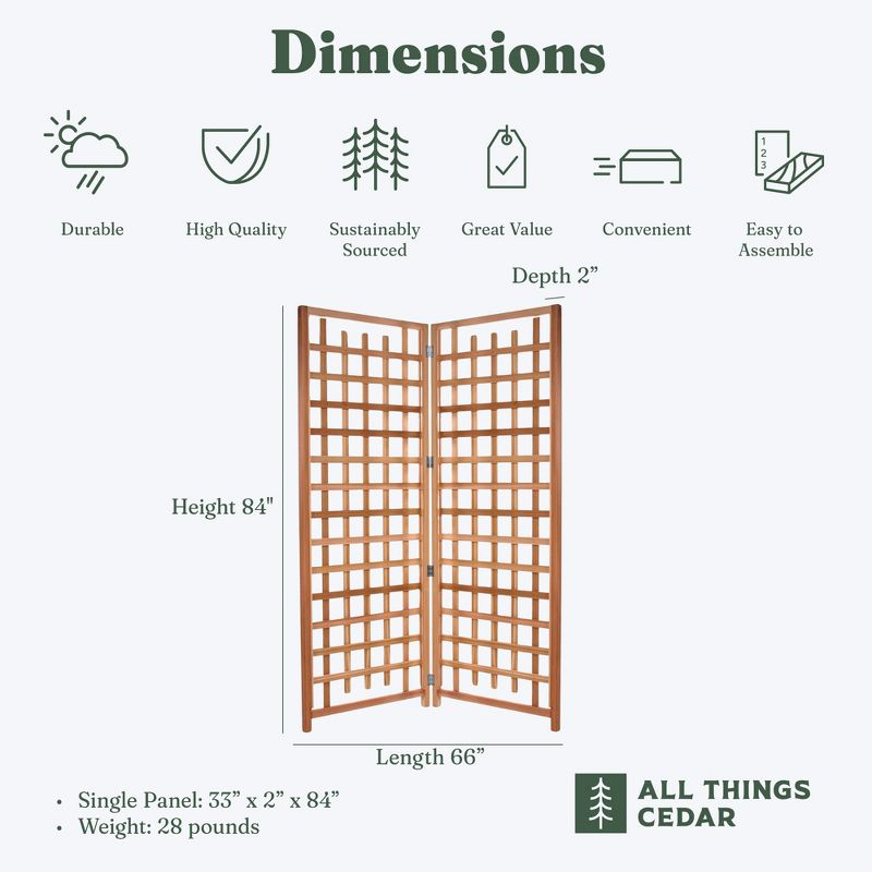 All Things Cedar 2-Piece" Outdoor Single Trellis Handcrafted for Climbing Plants with Snug-Fitting Parts and Sanded Finish for Patio Privacy Screens