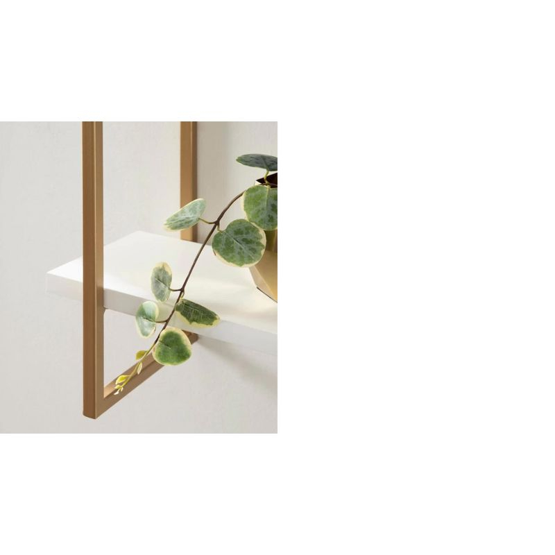 20" x 30" Leigh Wood and Metal Wall Shelf White/Gold - Kate & Laurel All Things Decor