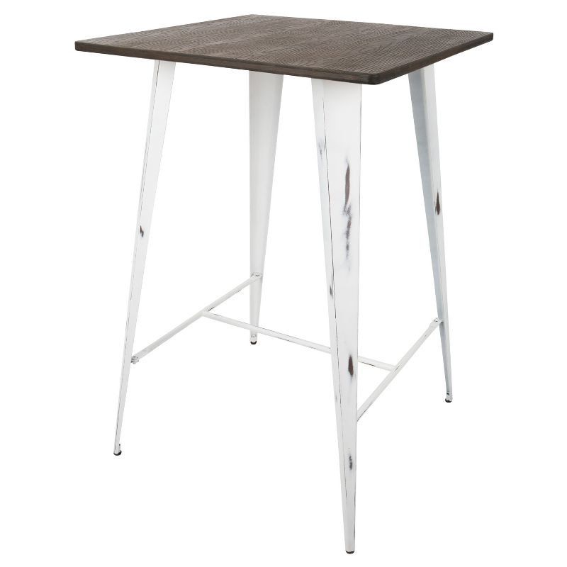 Oregon Bar Height Table with Vintage White Frame/Espresso Wood - LumiSource