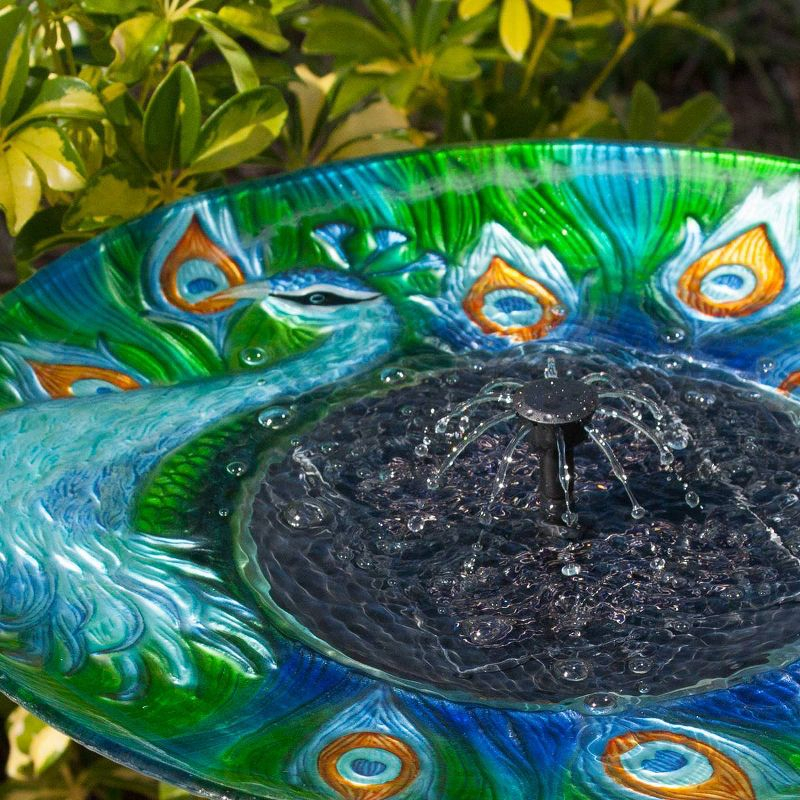 Smart Solar 24.3 " Argus Peacock Glass Solar Bird Bath