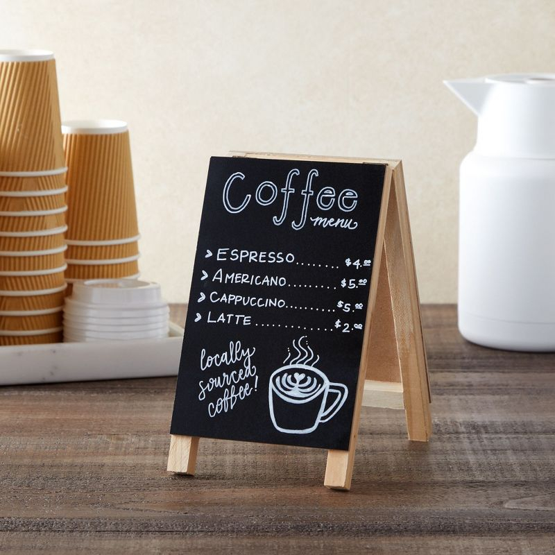 Juvale 2 Pack Small Easel Chalkboard for Tabletops, Restaurant Menu Sign for Catering Events, Weddings (4.5 x 7.5 In)