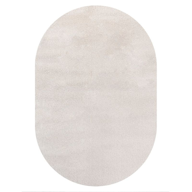 3'x5'Oval  Haze Solid Low-Pile, Ivory - JONATHAN Y